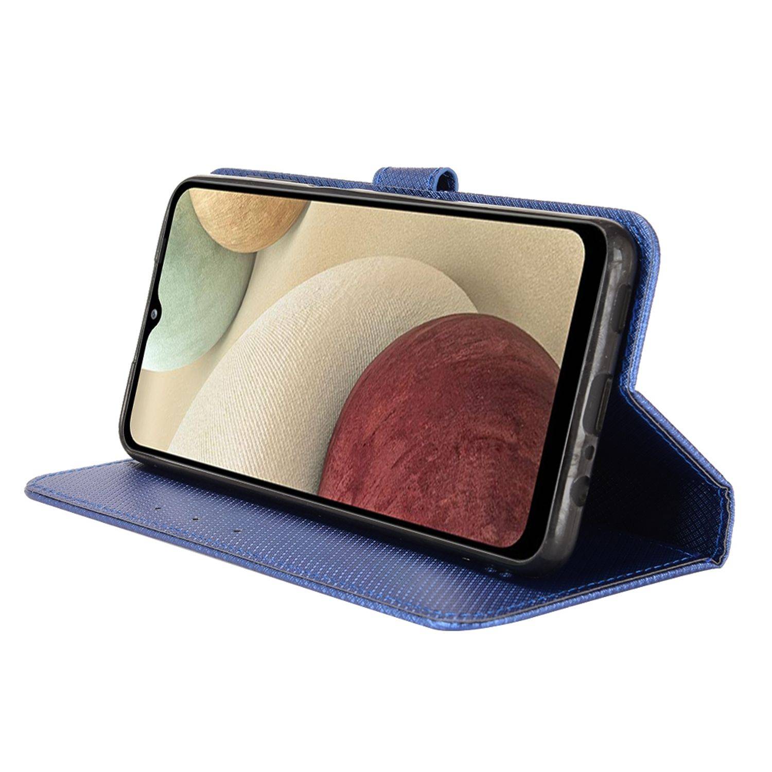 Hülle kompatibel mit Samsung Galaxy A12 Kunstleder Handyhülle - Handy Case Blau