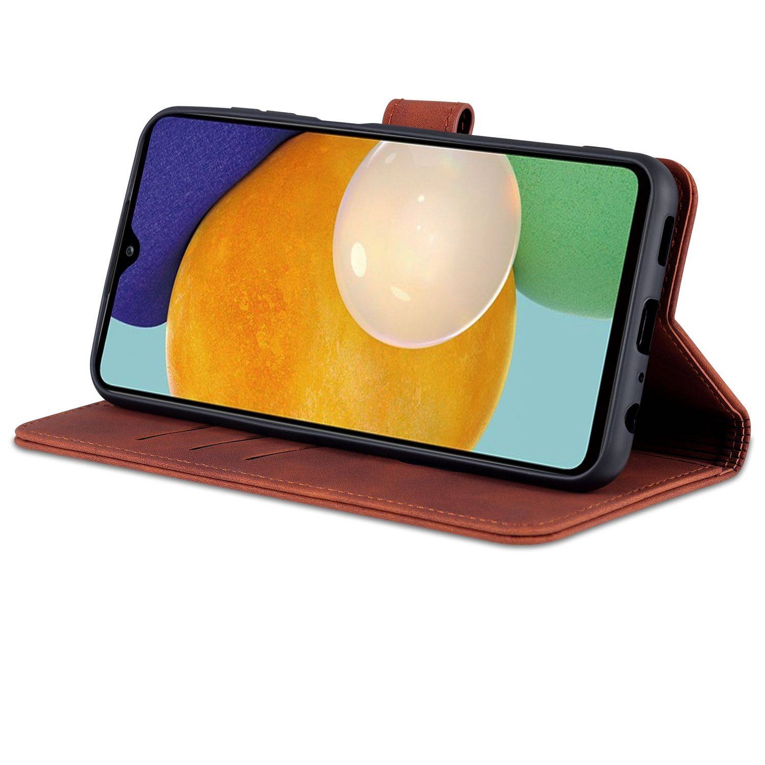 Hülle kompatibel mit Samsung Galaxy A13 4G Kunstleder Handyhülle - Handy Case Braun