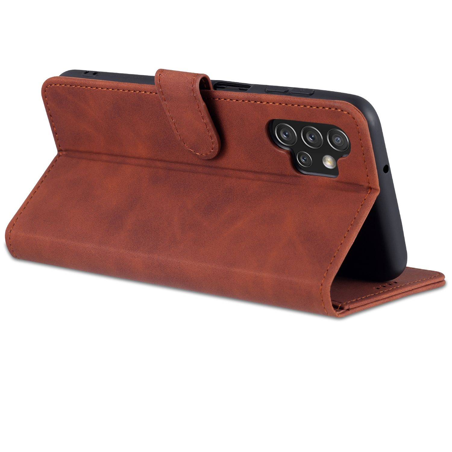 Hülle kompatibel mit Samsung Galaxy A13 4G Kunstleder Handyhülle - Handy Case Braun