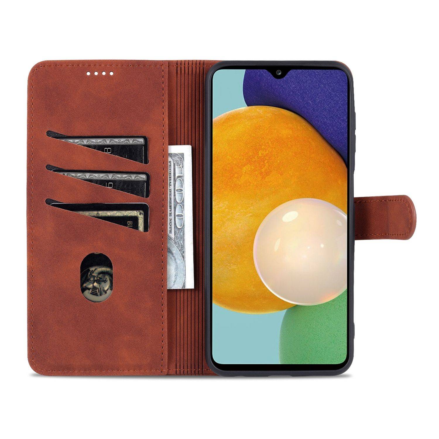 Hülle kompatibel mit Samsung Galaxy A13 4G Kunstleder Handyhülle - Handy Case Braun