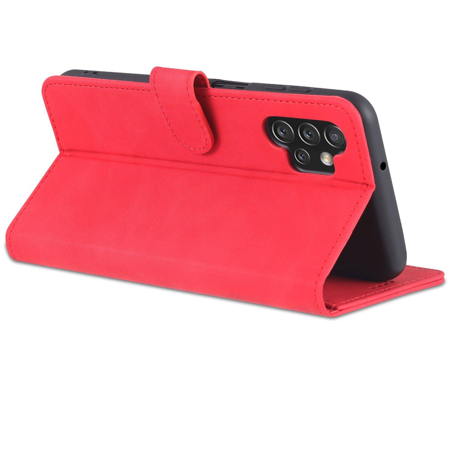 Hülle kompatibel mit Samsung Galaxy A13 4G Kunstleder Handyhülle - Handy Case Rot