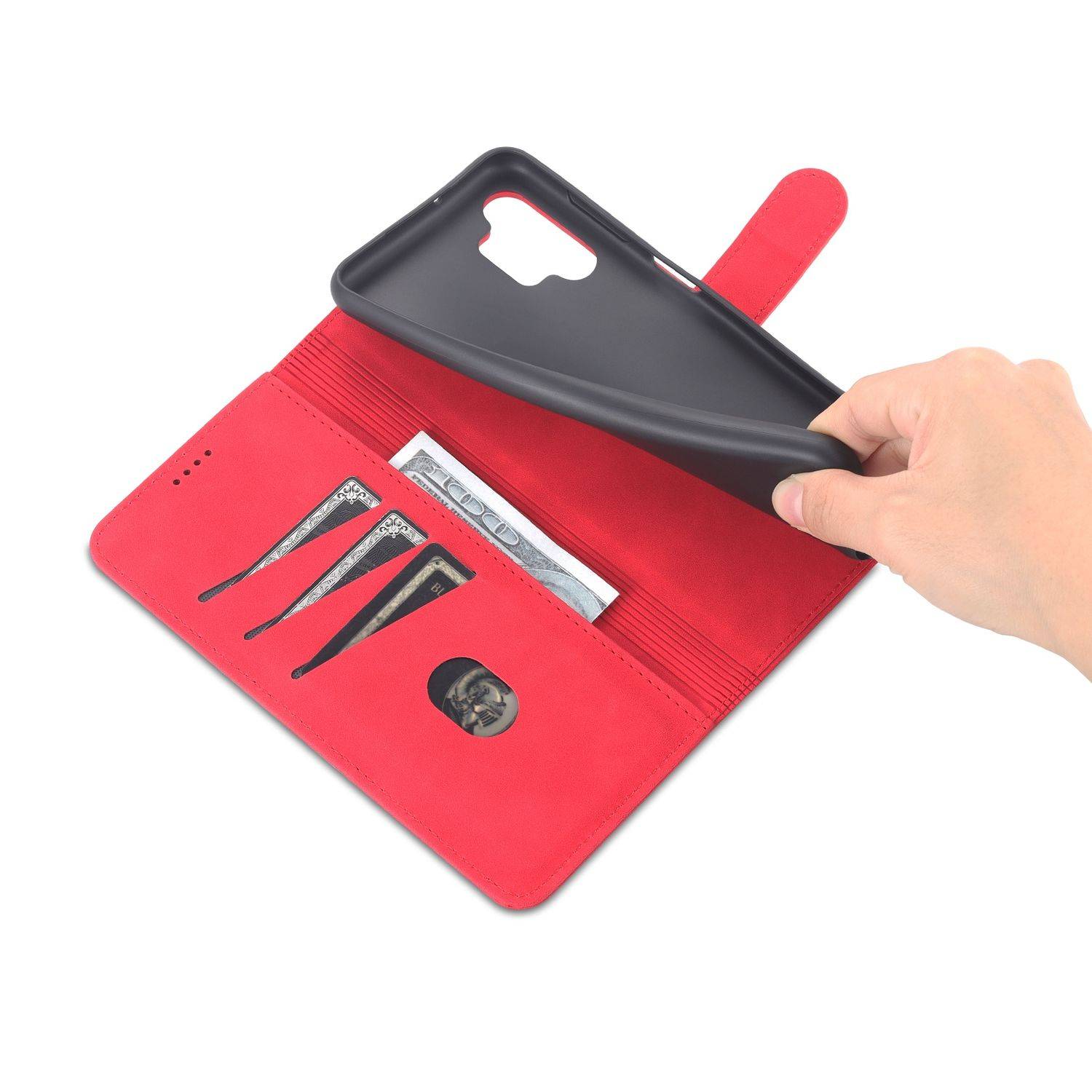 Hülle kompatibel mit Samsung Galaxy A13 4G Kunstleder Handyhülle - Handy Case Rot