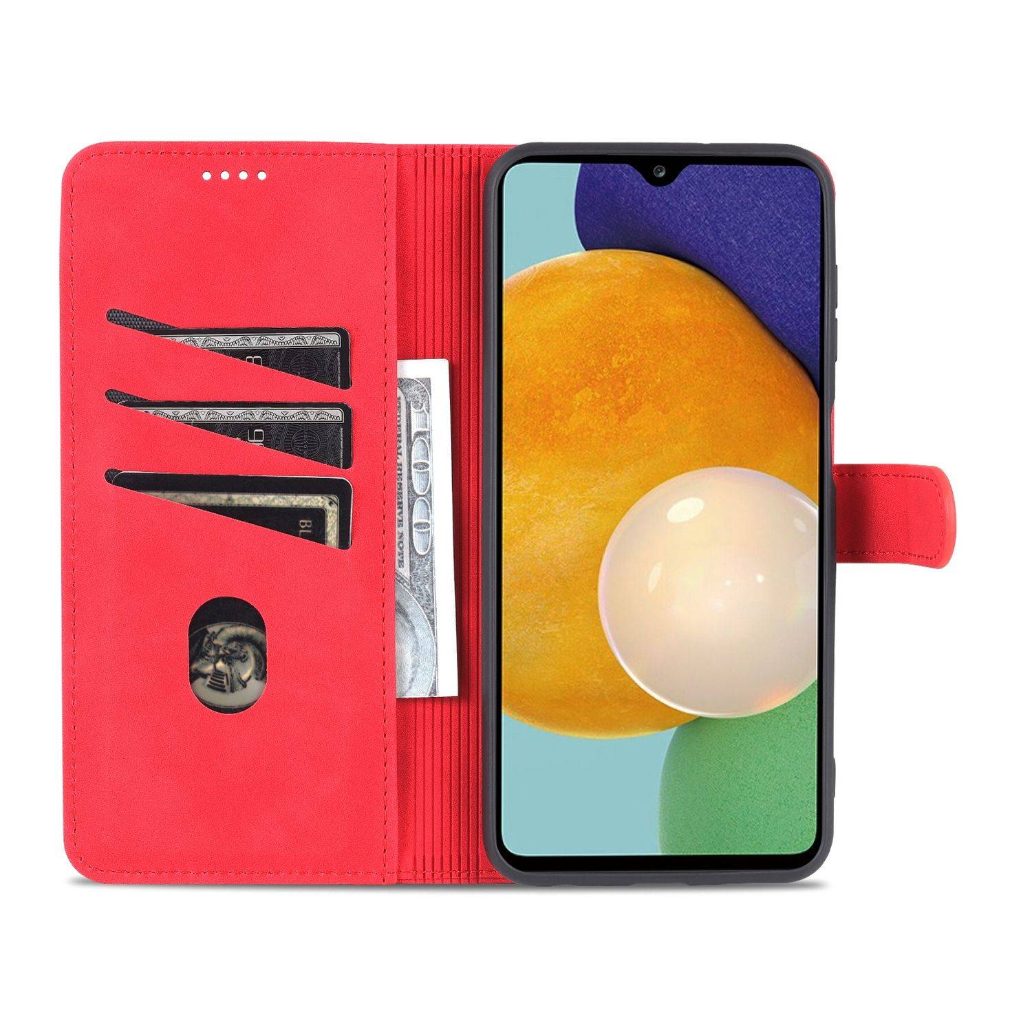 Hülle kompatibel mit Samsung Galaxy A13 4G Kunstleder Handyhülle - Handy Case Rot