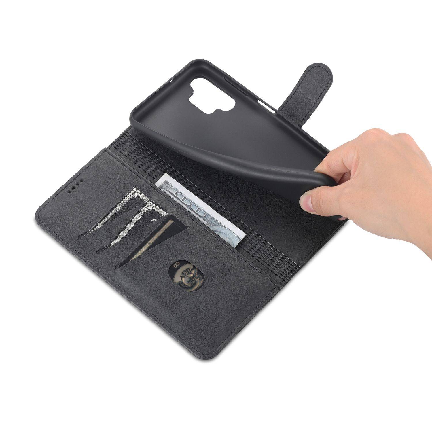 Hülle kompatibel mit Samsung Galaxy A13 4G Kunstleder Handyhülle - Handy Case Schwarz