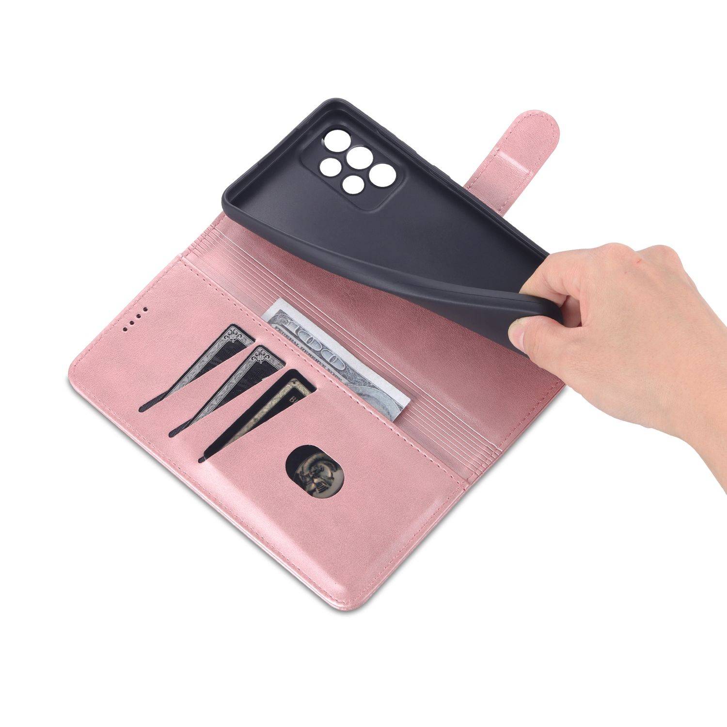 Hülle kompatibel mit Samsung Galaxy A73 5G Kunstleder Handyhülle - Handy Case Rosengold