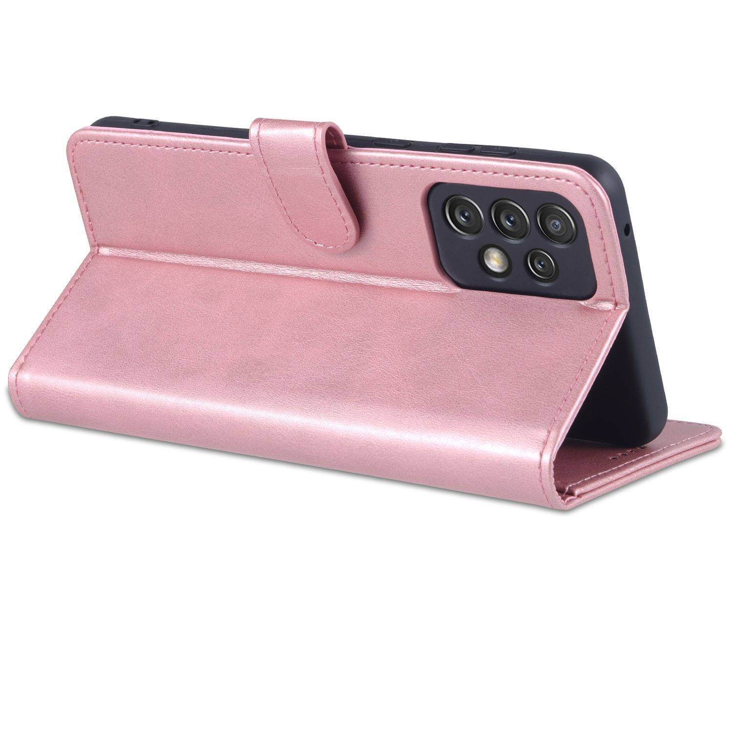 Hülle kompatibel mit Samsung Galaxy A73 5G Kunstleder Handyhülle - Handy Case Rosengold
