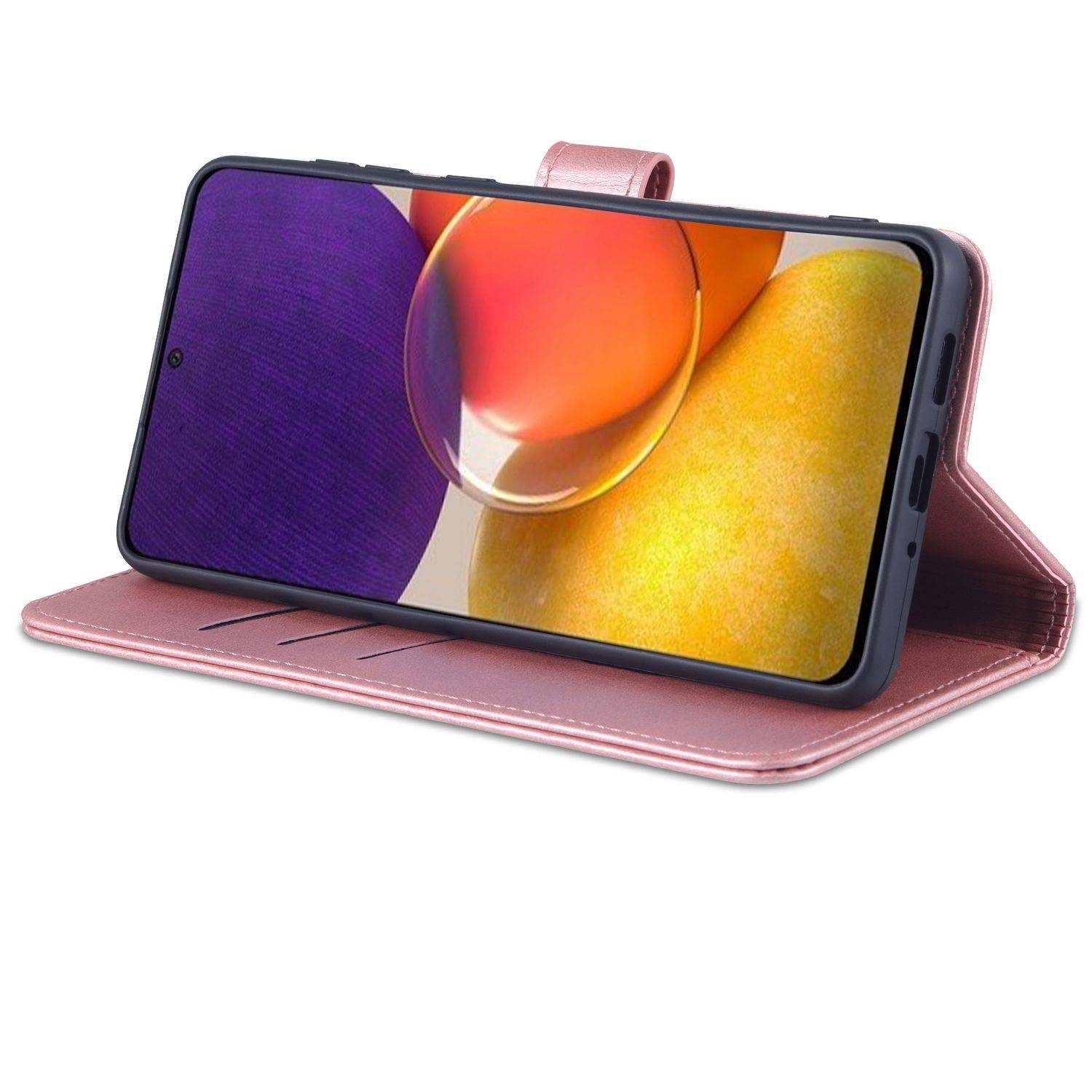 Hülle kompatibel mit Samsung Galaxy A73 5G Kunstleder Handyhülle - Handy Case Rosengold