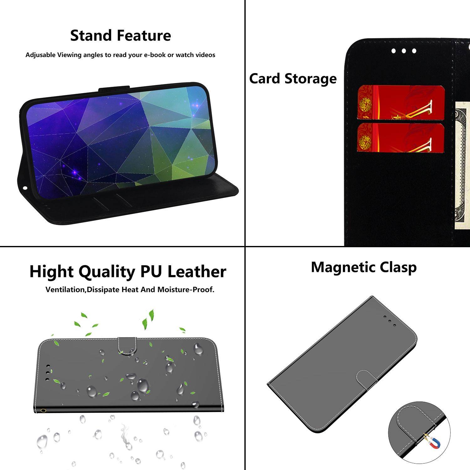 Hülle kompatibel mit Motorola Moto G22 Kunstleder Handyhülle - Handy Case Schwarz