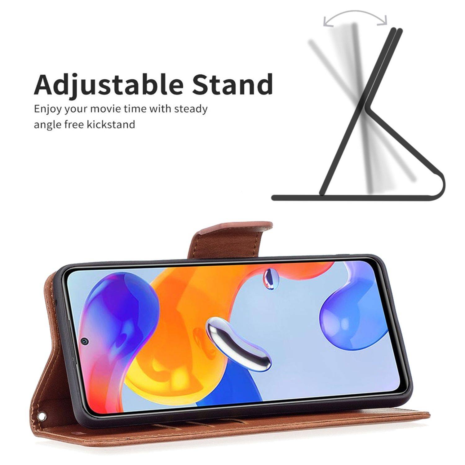 Hülle kompatibel mit Xiaomi Redmi Note 11 Pro / Note 11 Pro+ 5G Kunstleder Handyhülle - Handy Case Braun