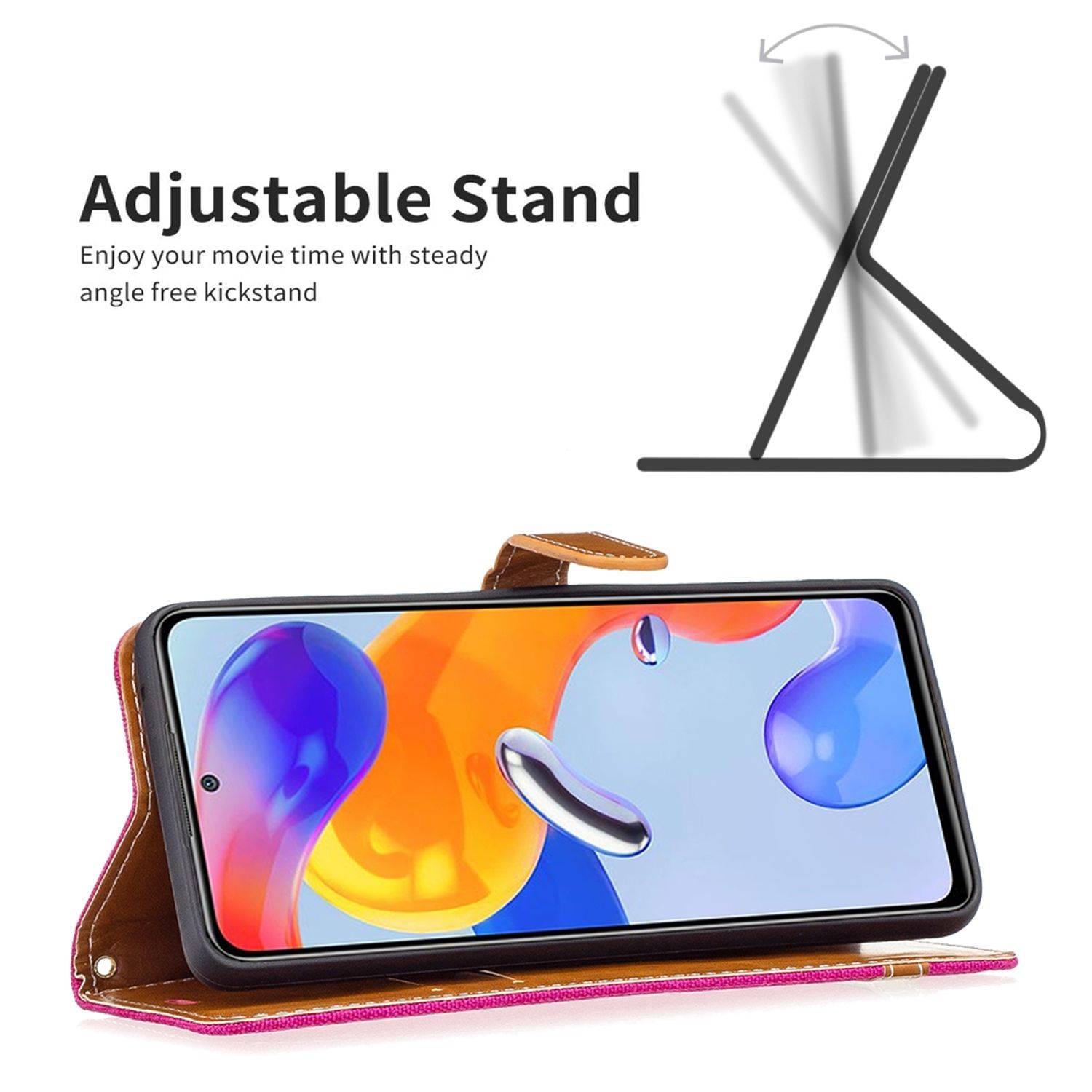 Hülle kompatibel mit Xiaomi Redmi Note 11 Pro / Note 11 Pro+ 5G Kunstleder Handyhülle - Handy Case Rosa Rot