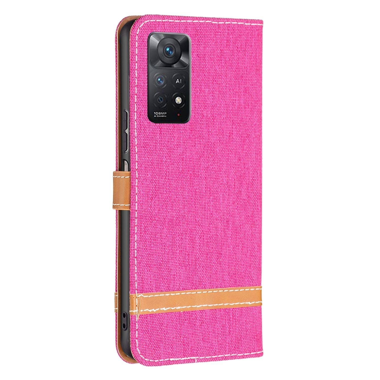 Hülle kompatibel mit Xiaomi Redmi Note 11 Pro / Note 11 Pro+ 5G Kunstleder Handyhülle - Handy Case Rosa Rot