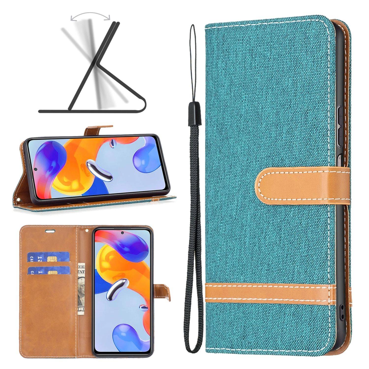 Hülle kompatibel mit Xiaomi Redmi Note 11 Pro / Note 11 Pro+ 5G Kunstleder Handyhülle - Handy Case Grün