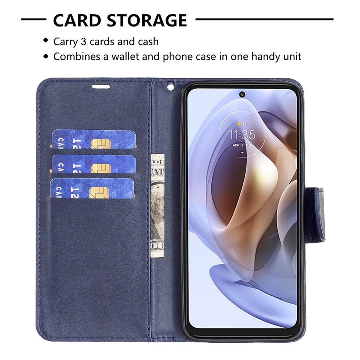 Hülle kompatibel mit Motorola Moto G31 / G41 Kunstleder Handyhülle - Handy Case Blau