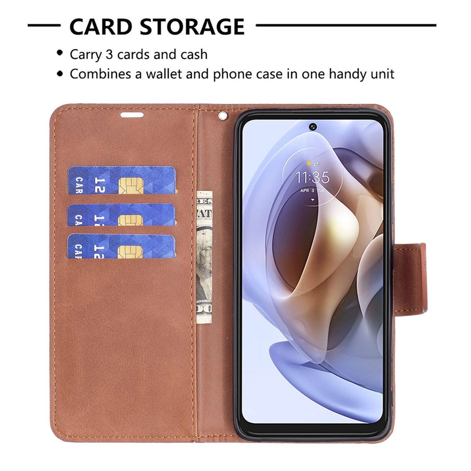 Hülle kompatibel mit Motorola Moto G31 / G41 Kunstleder Handyhülle - Handy Case Braun