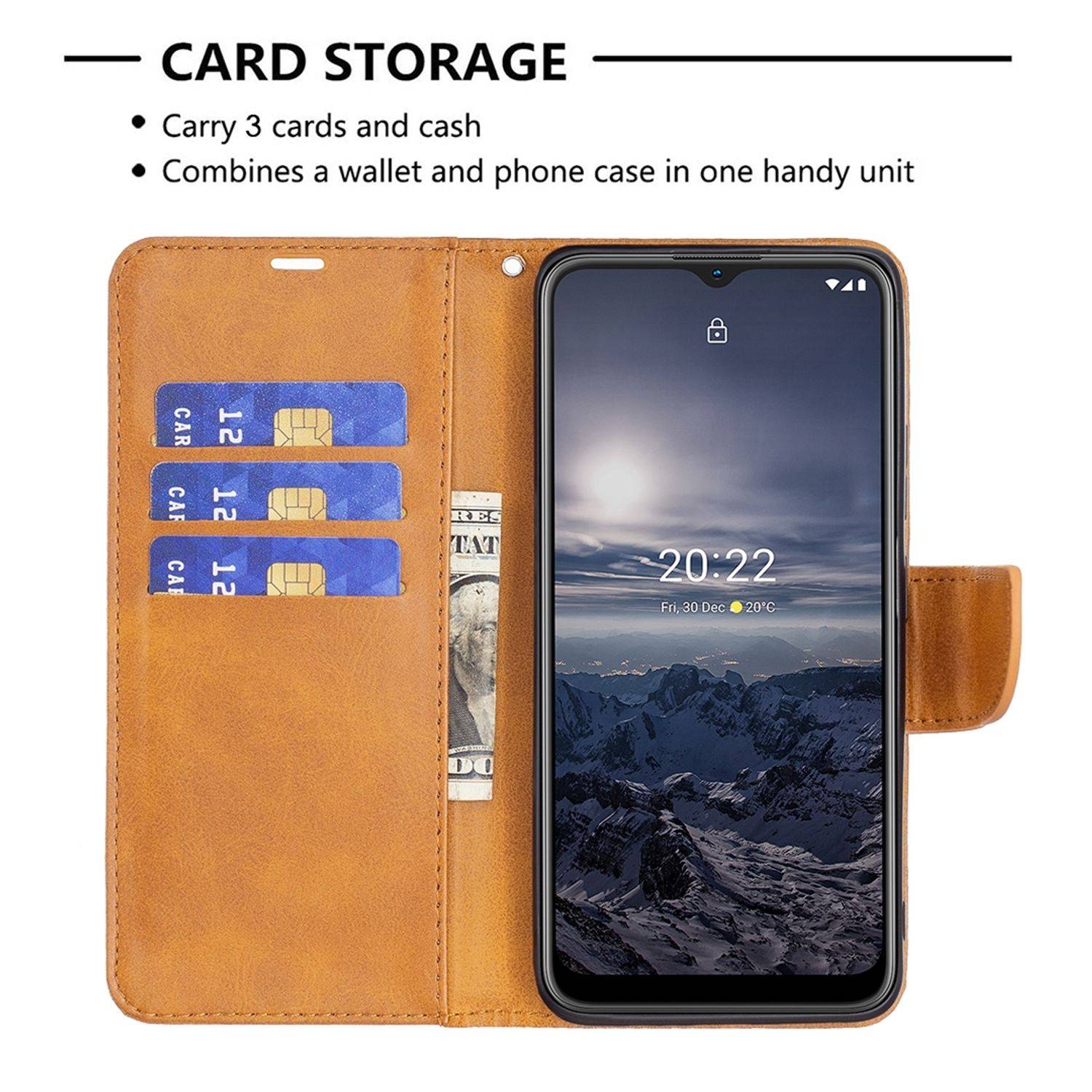 Hülle kompatibel mit Nokia G21 / G11 Kunstleder Handyhülle - Handy Case Gelb