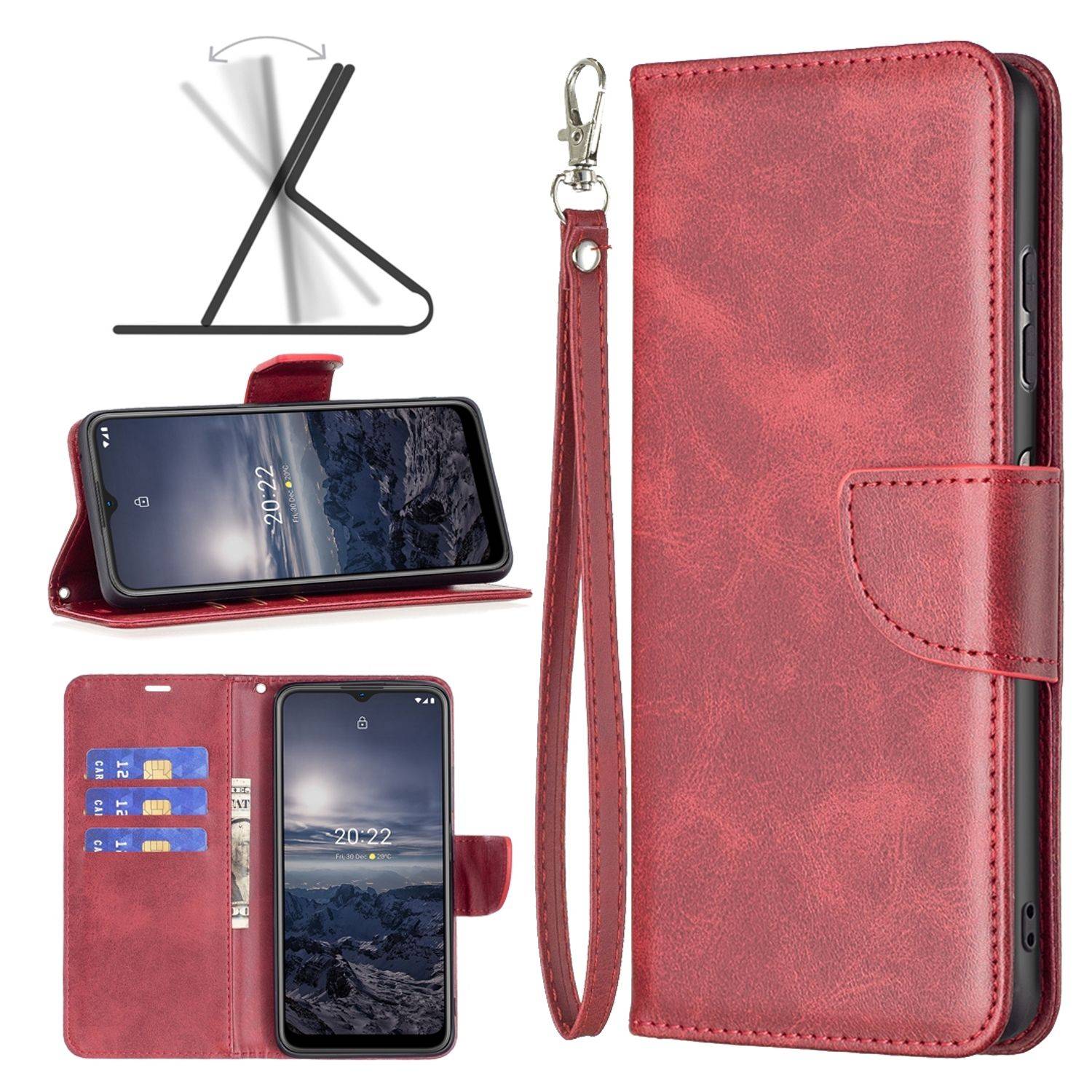 Hülle kompatibel mit Nokia G21 / G11 Kunstleder Handyhülle - Handy Case Rot