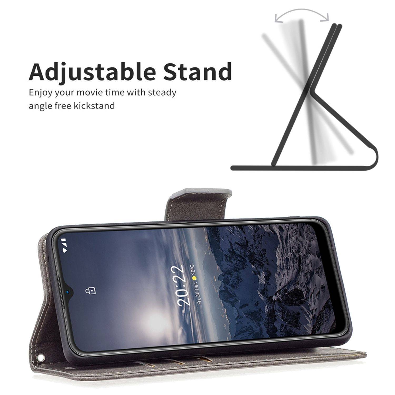 Hülle kompatibel mit Nokia G21 / G11 Kunstleder Handyhülle - Handy Case Grau