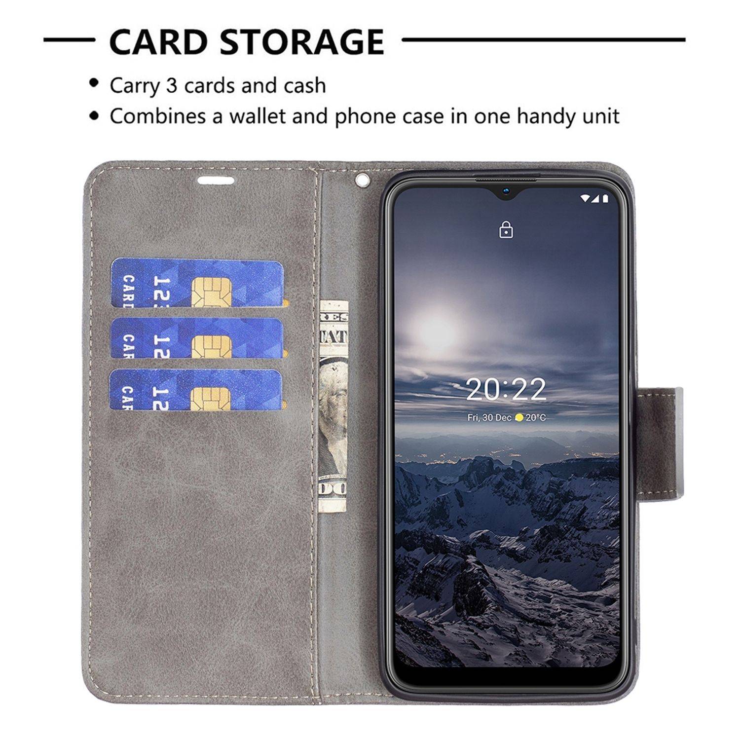 Hülle kompatibel mit Nokia G21 / G11 Kunstleder Handyhülle - Handy Case Grau
