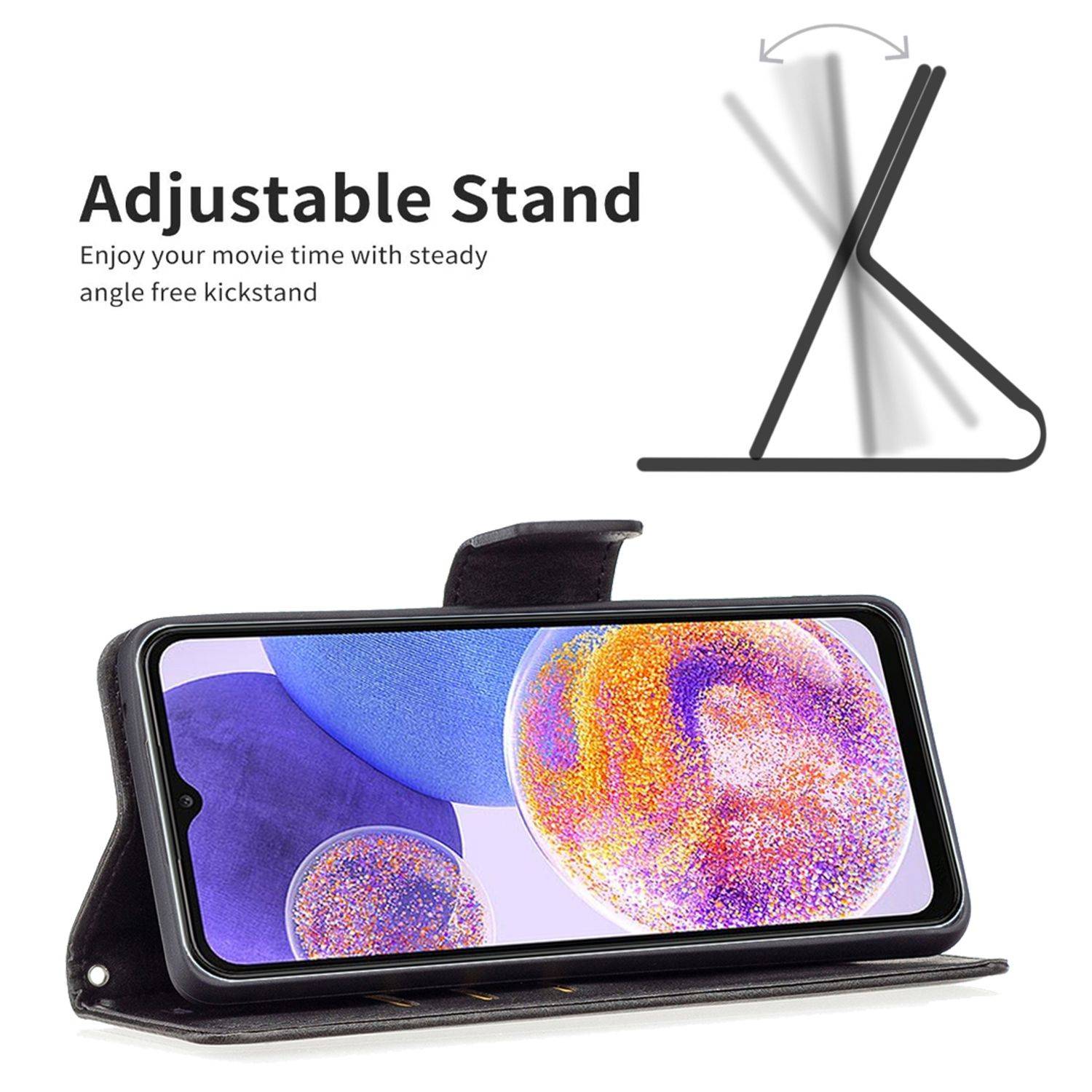 Hülle kompatibel mit Samsung Galaxy A23 Kunstleder Handyhülle - Handy Case Schwarz