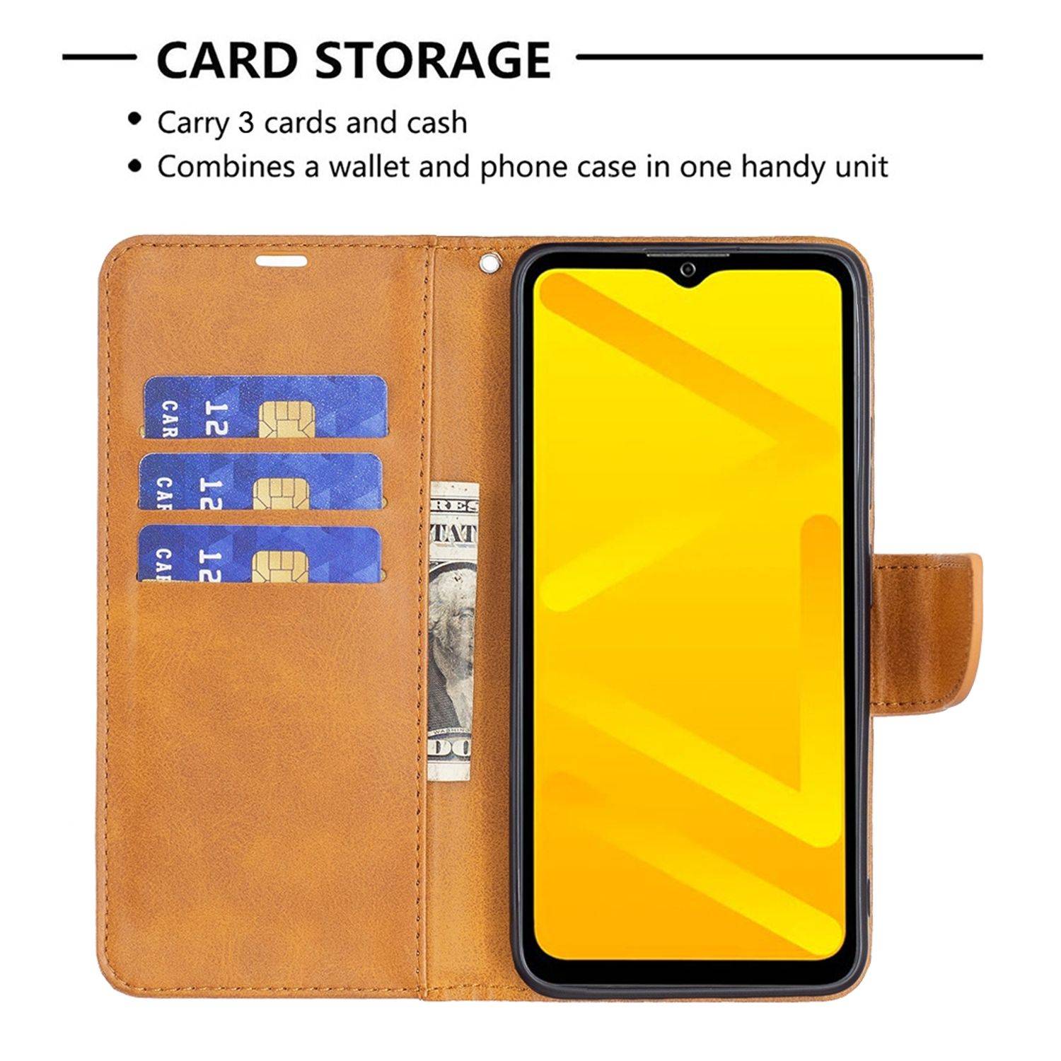 Hülle kompatibel mit ZTE Blade A71 Kunstleder Handyhülle - Handy Case Gelb