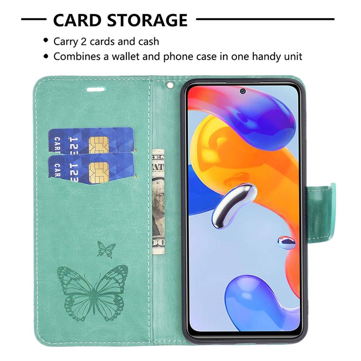 Hülle kompatibel mit Xiaomi Redmi Note 11 Pro / Note 11 Pro+ 5G Kunstleder Handyhülle - Handy Case Grün