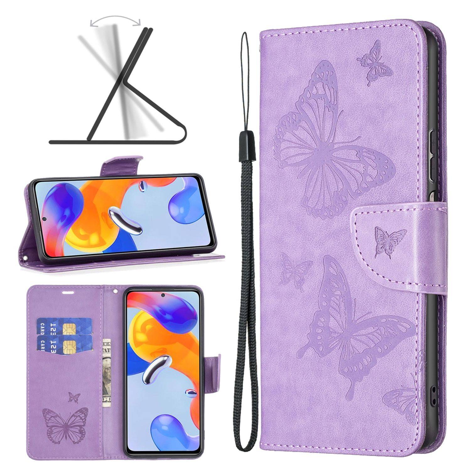 Hülle kompatibel mit Xiaomi Redmi Note 11 Pro / Note 11 Pro+ 5G Kunstleder Handyhülle - Handy Case Lila