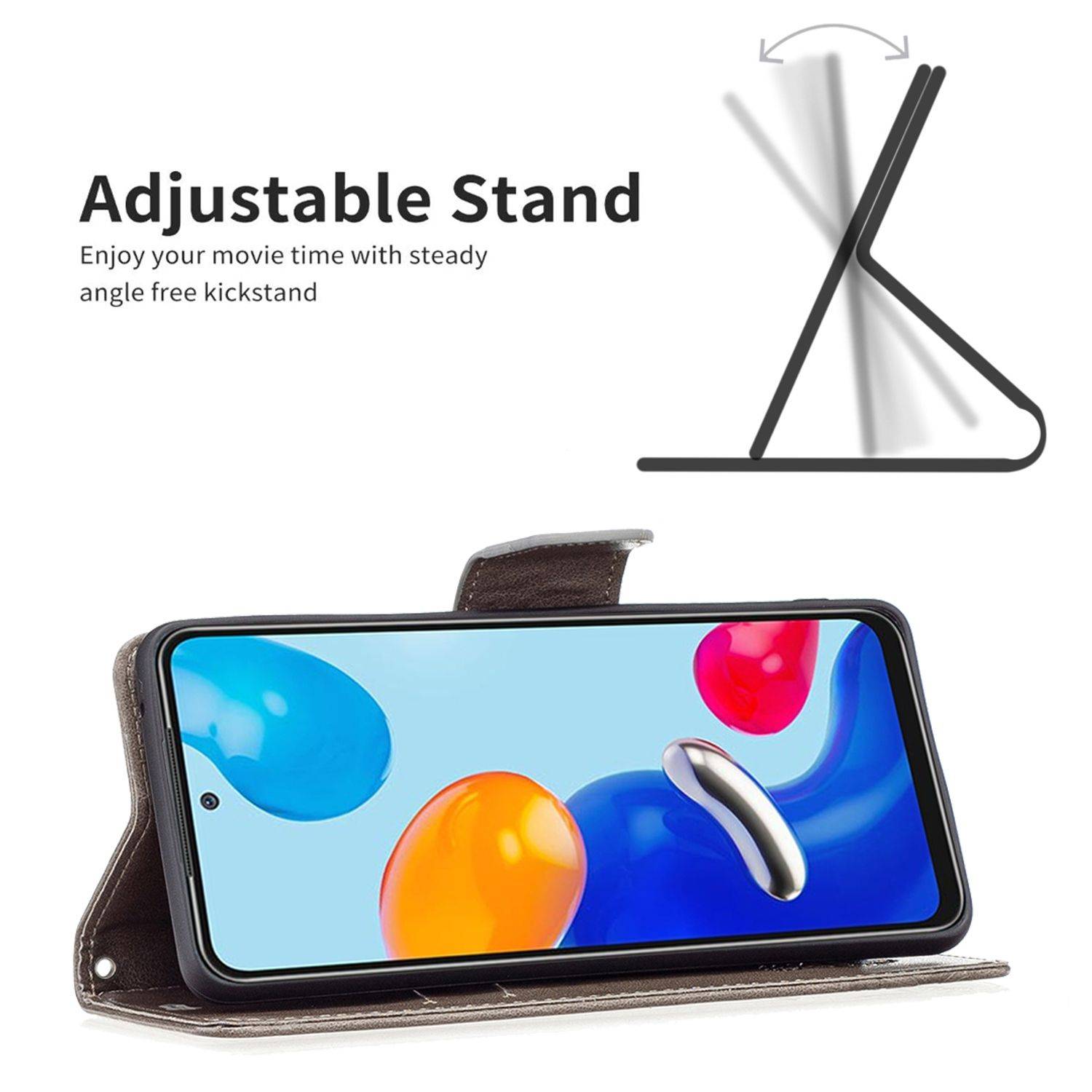 Hülle kompatibel mit Xiaomi Redmi Note 11 / Note 11S Global Kunstleder Handyhülle - Handy Case Grau