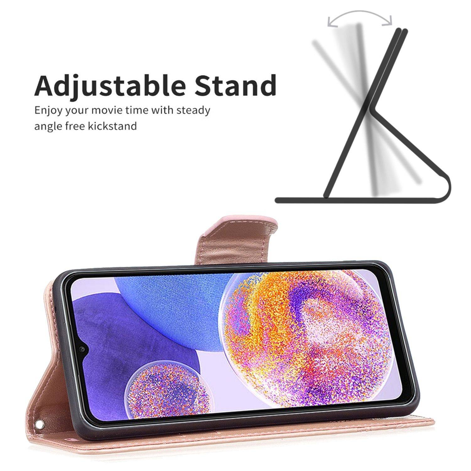 Hülle kompatibel mit Samsung Galaxy A23 Kunstleder Handyhülle - Handy Case Rosengold
