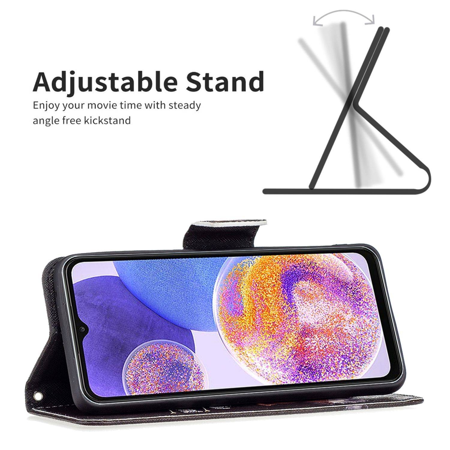 Hülle kompatibel mit Samsung Galaxy A23 Kunstleder Handyhülle - Handy Case Dont Touch My Phone Bär