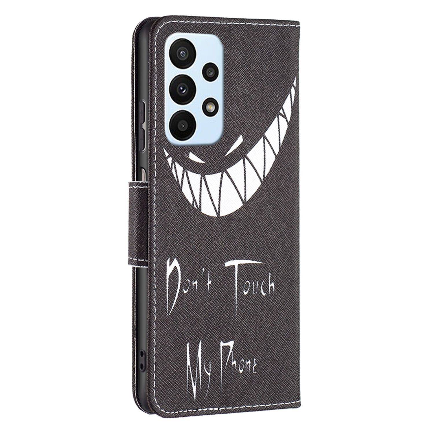 Hülle kompatibel mit Samsung Galaxy A23 Kunstleder Handyhülle - Handy Case Grinsen
