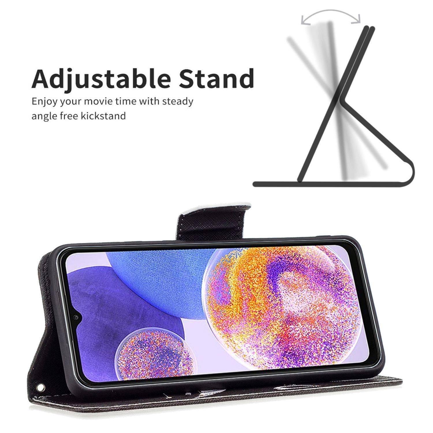 Hülle kompatibel mit Samsung Galaxy A23 Kunstleder Handyhülle - Handy Case Grinsen
