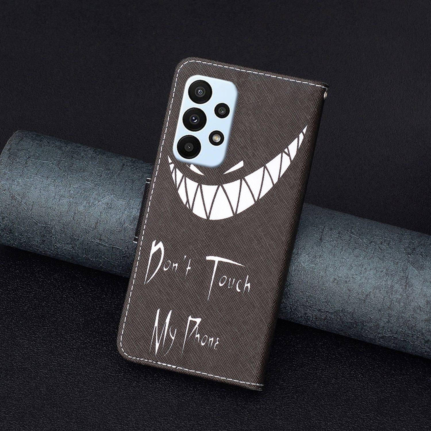 Hülle kompatibel mit Samsung Galaxy A23 Kunstleder Handyhülle - Handy Case Grinsen