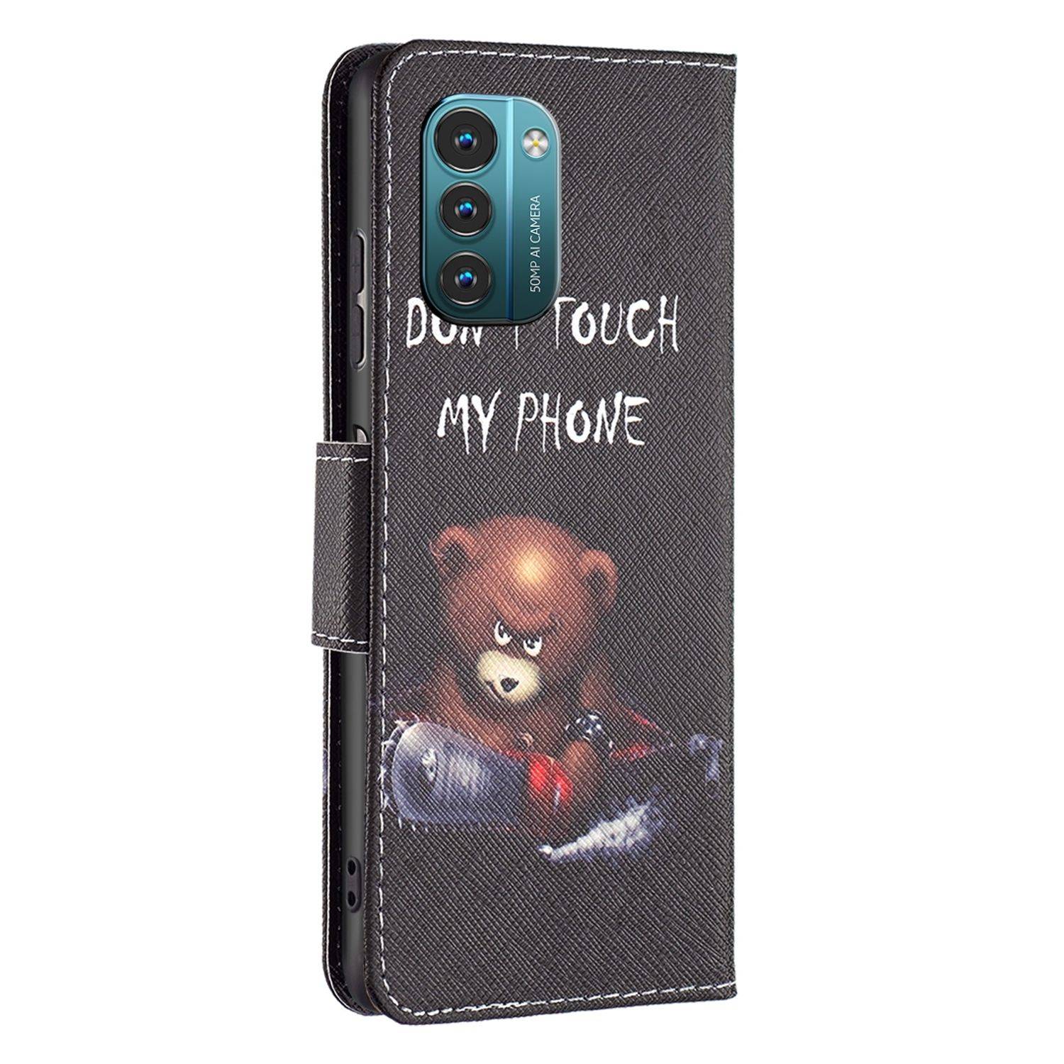 Hülle kompatibel mit Nokia G21 / G11 Kunstleder Handyhülle - Handy Case Dont Touch My Phone Bär