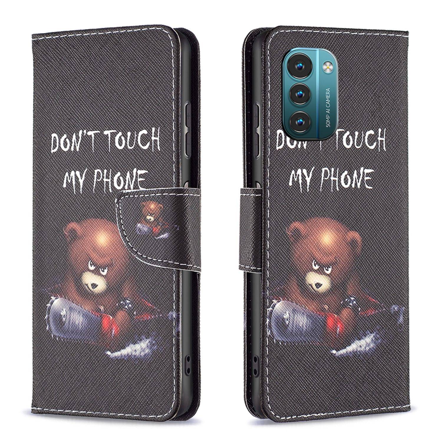 Hülle kompatibel mit Nokia G21 / G11 Kunstleder Handyhülle - Handy Case Dont Touch My Phone Bär