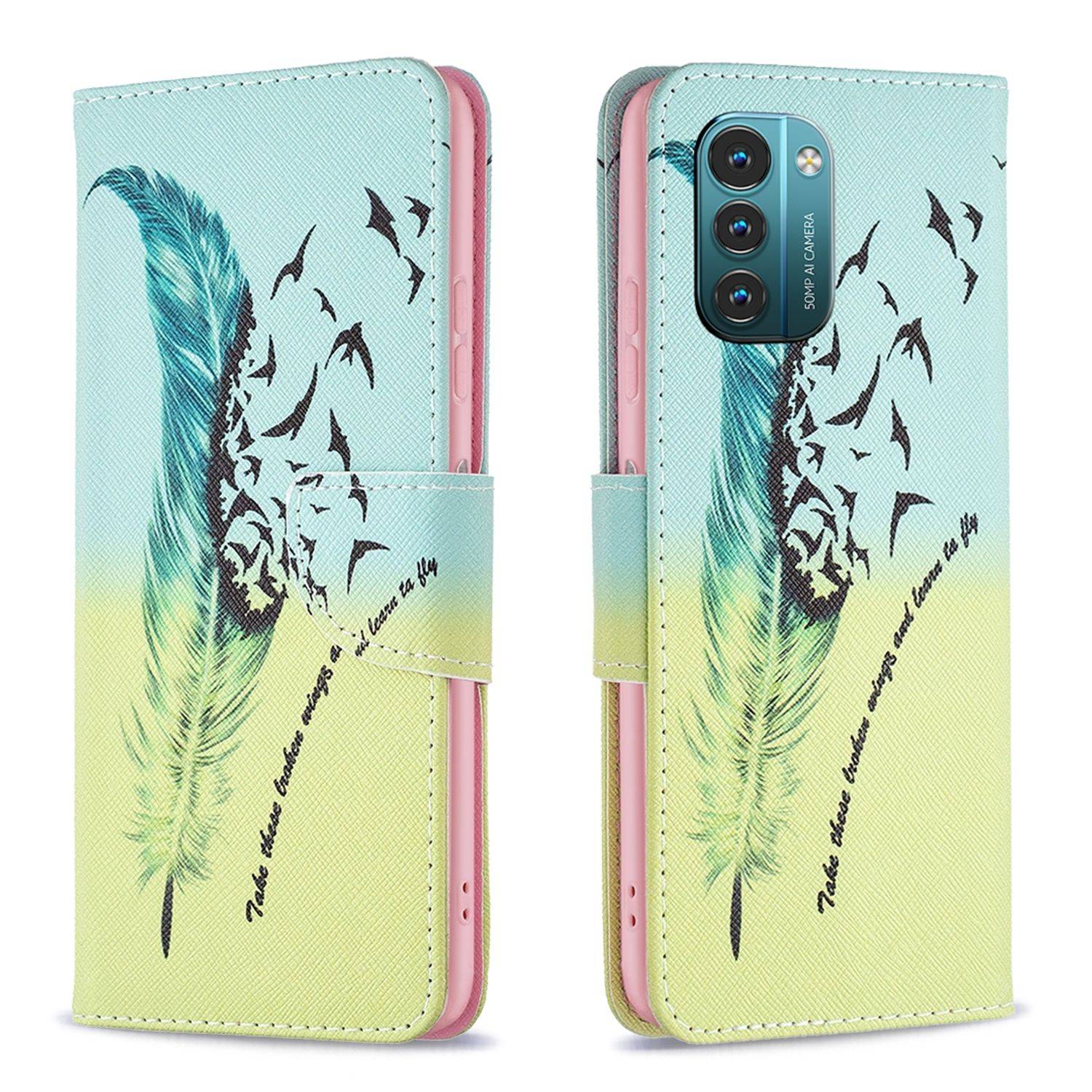 Hülle kompatibel mit Nokia G21 / G11 Kunstleder Handyhülle - Handy Case Feder