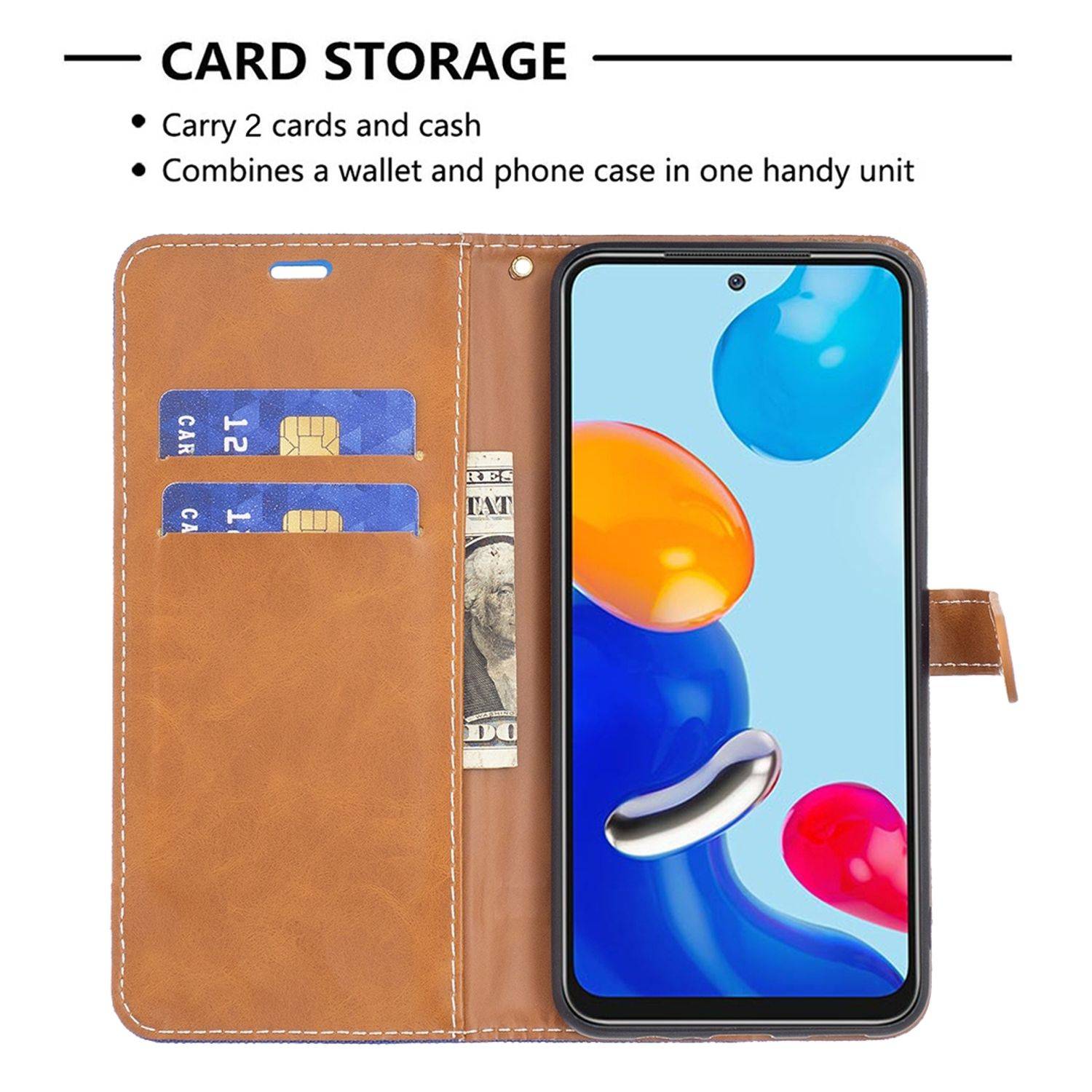 Hülle kompatibel mit Xiaomi Redmi Note 11 / Note 11S Global Kunstleder Handyhülle - Handy Case KÖNIGSBLAU
