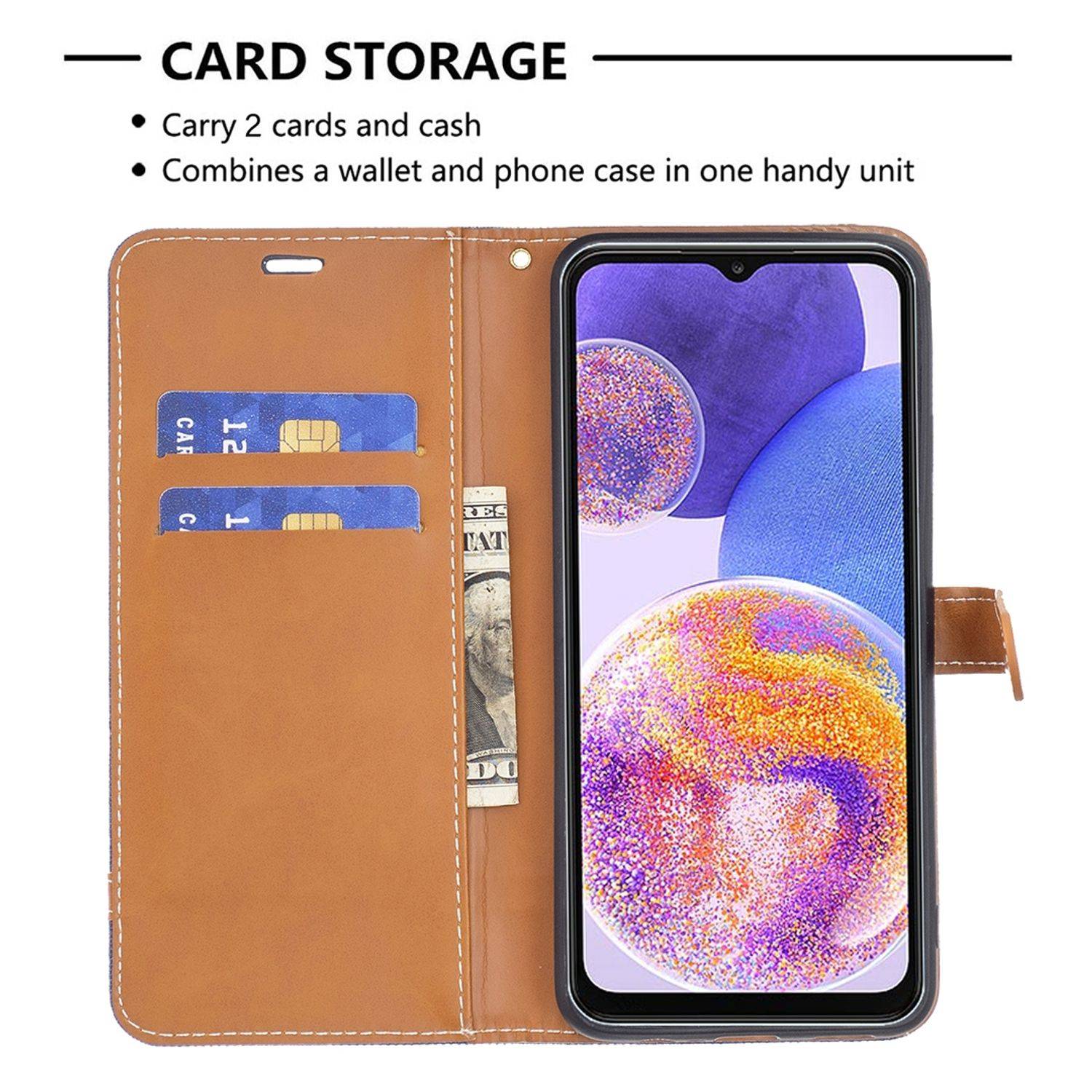 Hülle kompatibel mit Samsung Galaxy A23 Kunstleder Handyhülle - Handy Case Dunkelblau