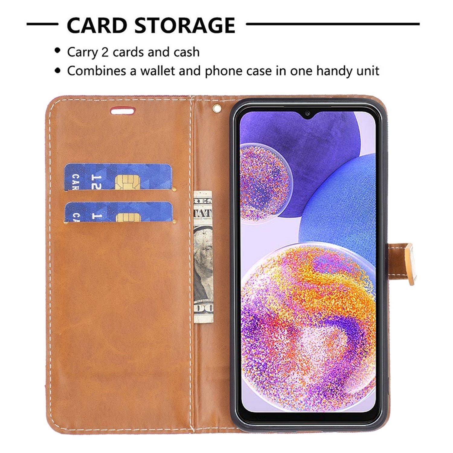 Hülle kompatibel mit Samsung Galaxy A23 Kunstleder Handyhülle - Handy Case Rot