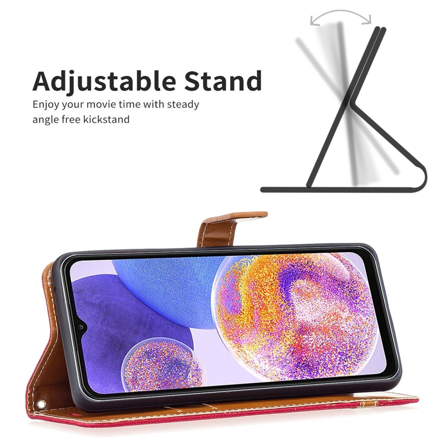 Hülle kompatibel mit Samsung Galaxy A23 Kunstleder Handyhülle - Handy Case Rot