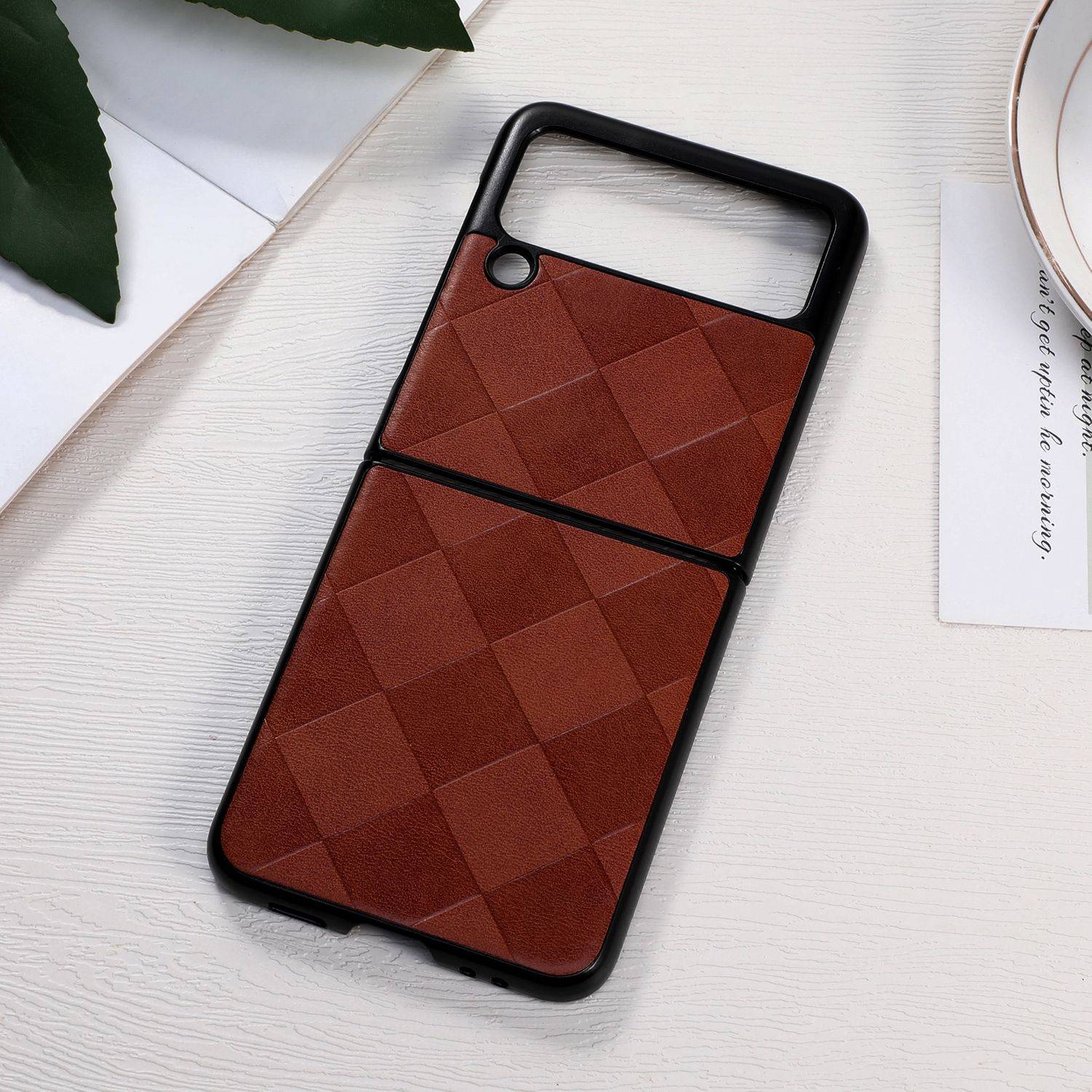 Hülle kompatibel mit Samsung Galaxy Z Flip3 5G Kunststoff Soft Handyhülle - Handy Case Braun