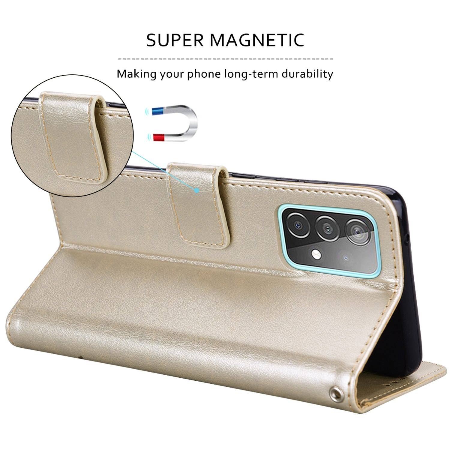 Hülle kompatibel mit Samsung Galaxy A33 5G Kunstleder Handyhülle - Handy Case Gold