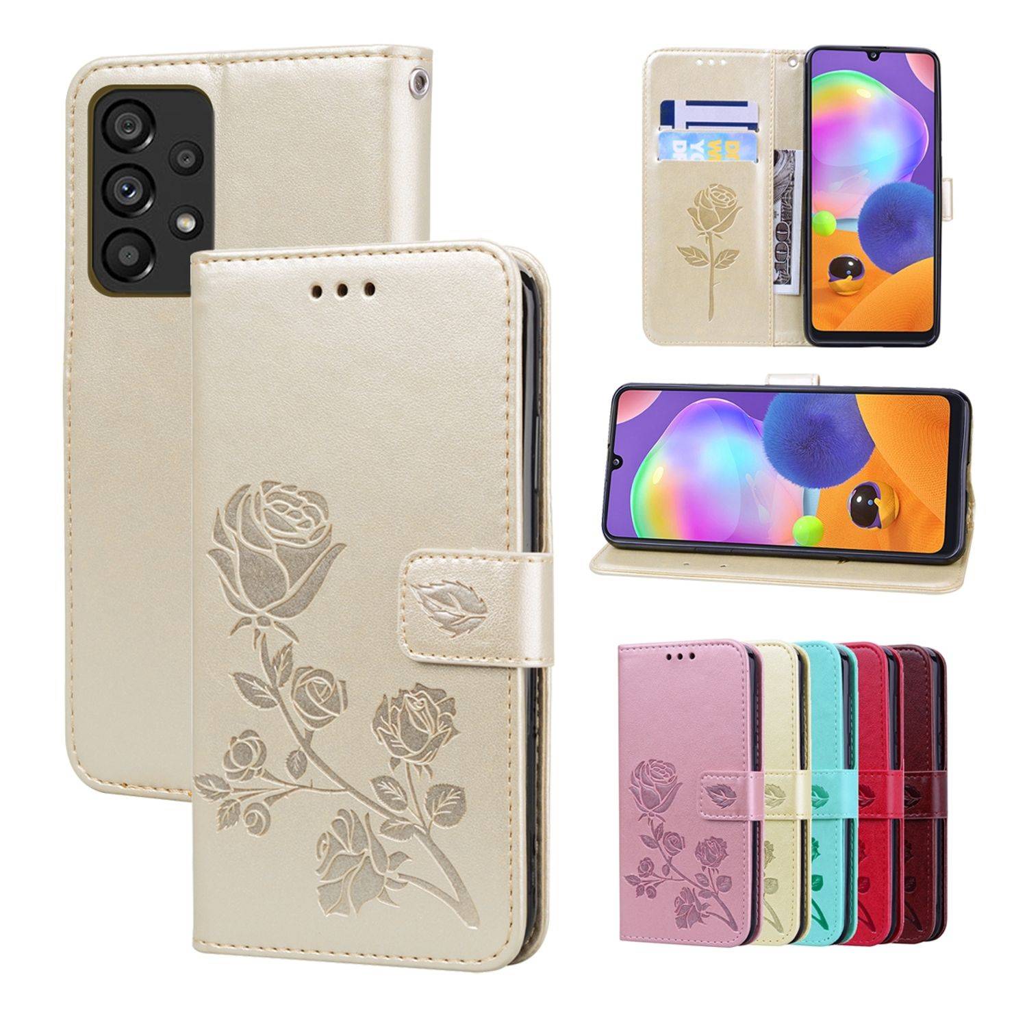 Hülle kompatibel mit Samsung Galaxy A33 5G Kunstleder Handyhülle - Handy Case Gold