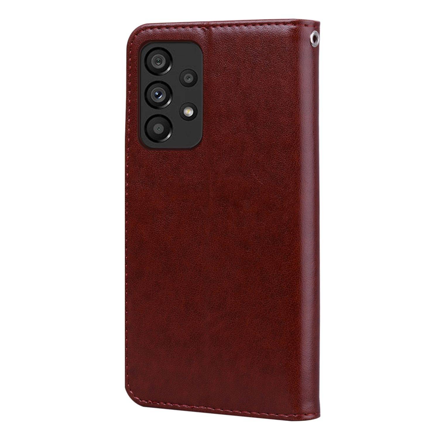Hülle kompatibel mit Samsung Galaxy A33 5G Kunstleder Handyhülle - Handy Case Braun