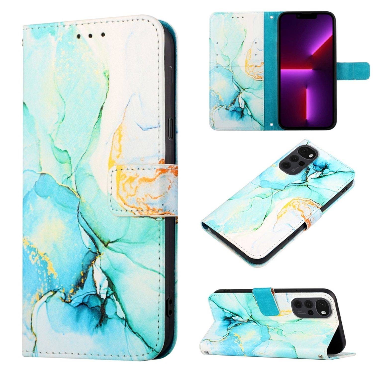 Hülle kompatibel mit Motorola Moto G22 Kunstleder Handyhülle - Handy Case Grün