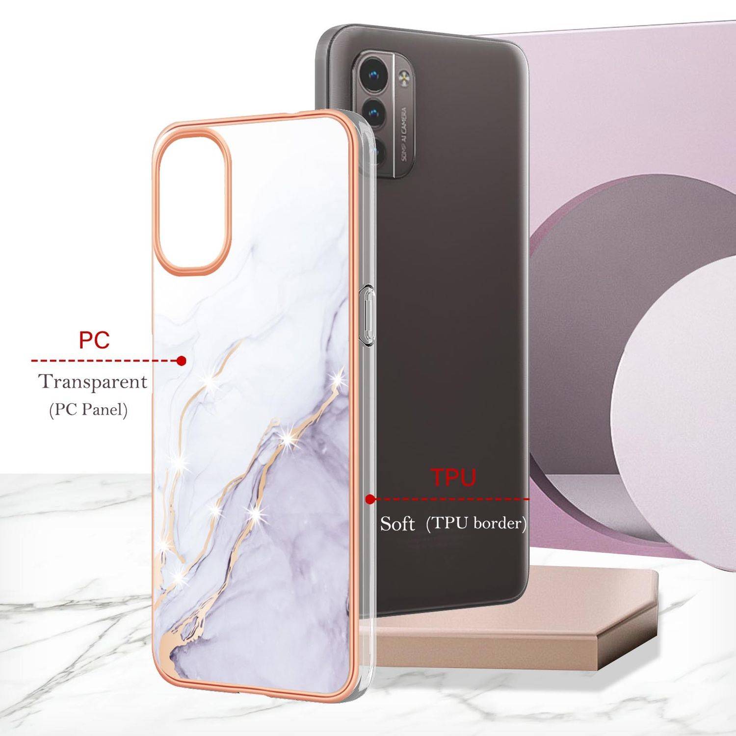 Hülle kompatibel mit Nokia G11 / G21 Kunststoff Soft Handyhülle - Handy Case Weiß