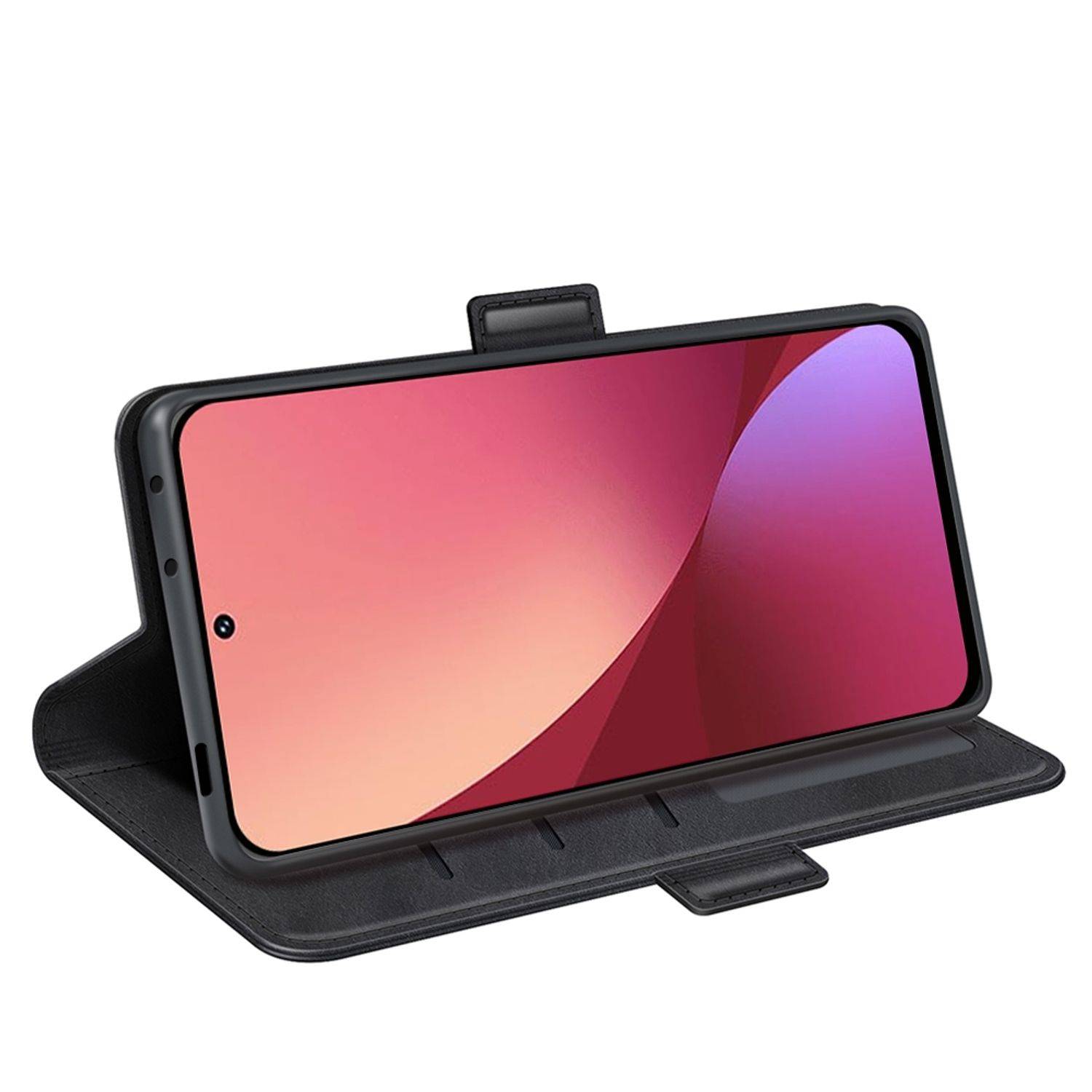 Hülle kompatibel mit Xiaomi 12 Pro Kunstleder Handyhülle - Handy Case Schwarz