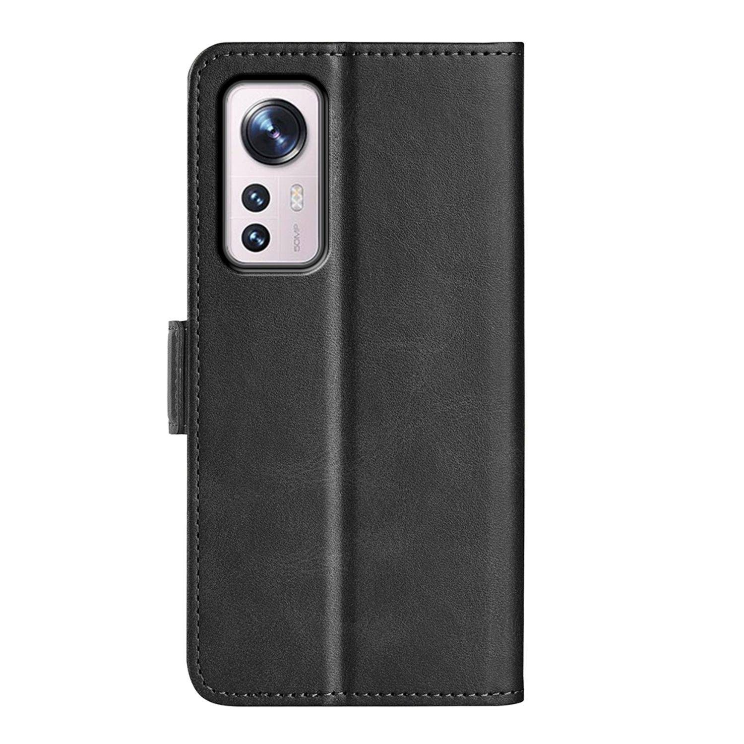 Hülle kompatibel mit Xiaomi 12 Pro Kunstleder Handyhülle - Handy Case Schwarz