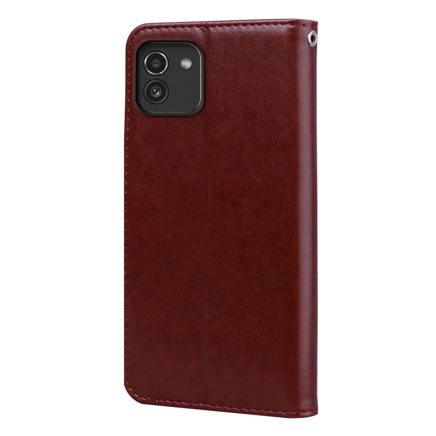 Hülle kompatibel mit Samsung Galaxy A03 Kunstleder Handyhülle - Handy Case Braun