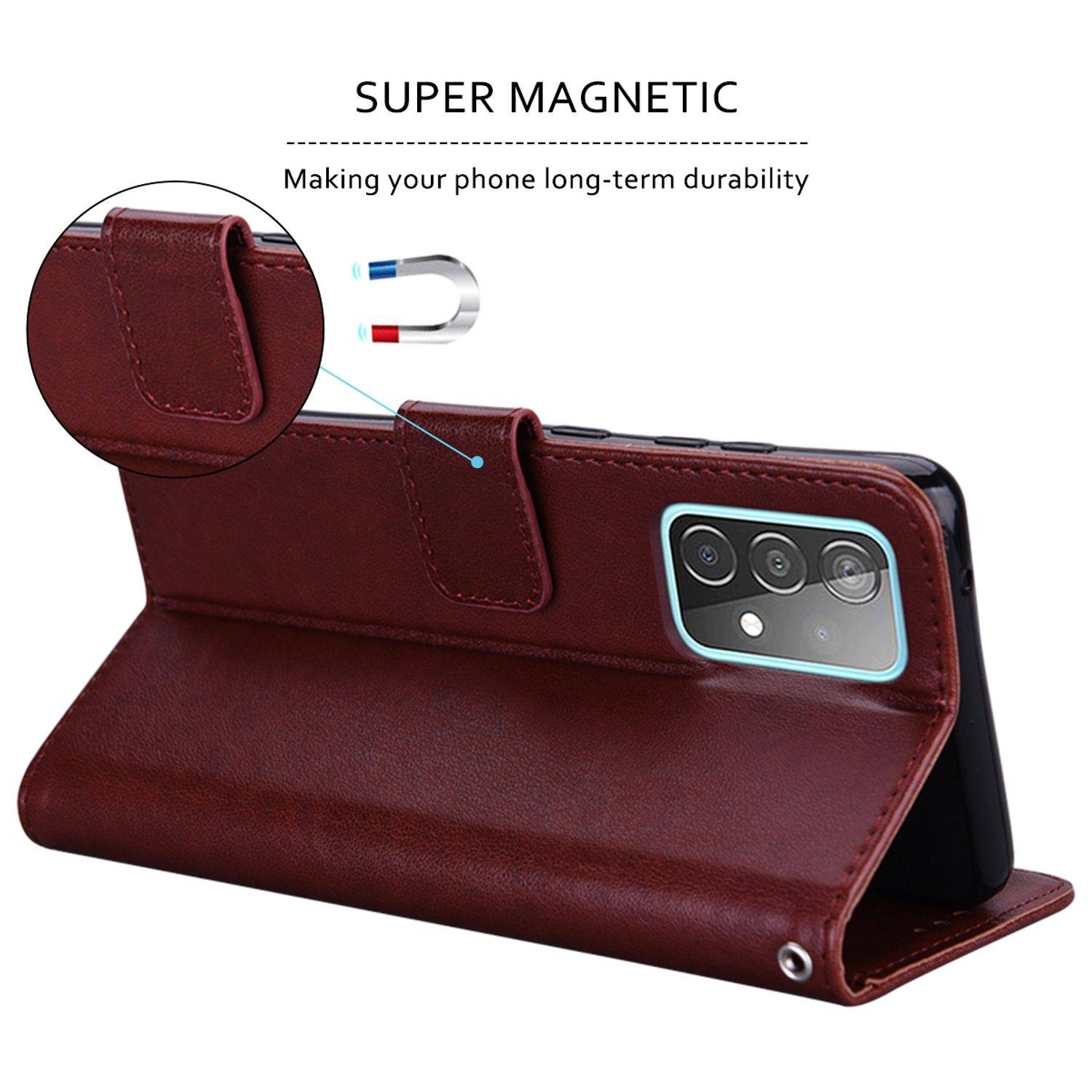 Hülle kompatibel mit Samsung Galaxy A03 Kunstleder Handyhülle - Handy Case Braun
