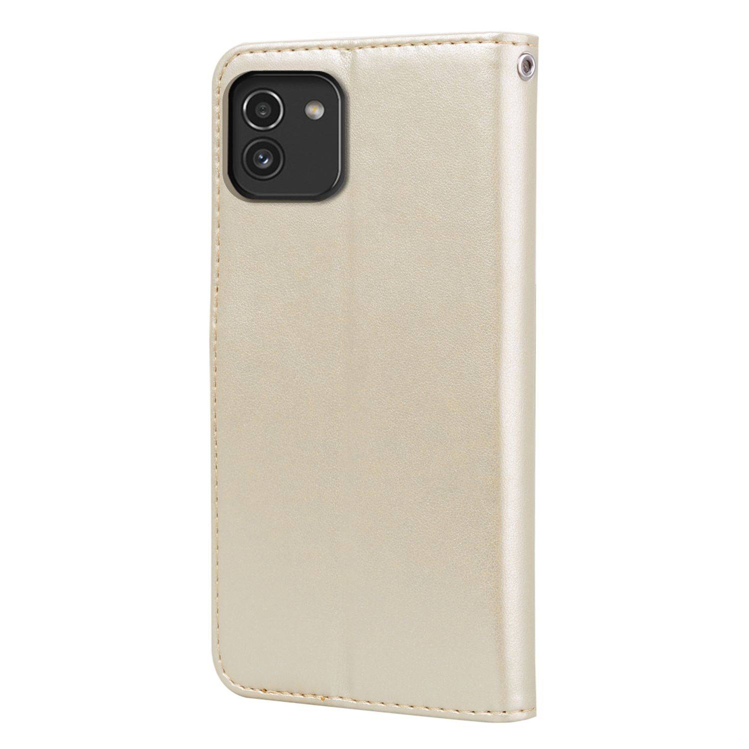 Hülle kompatibel mit Samsung Galaxy A03 Kunstleder Handyhülle - Handy Case Gold